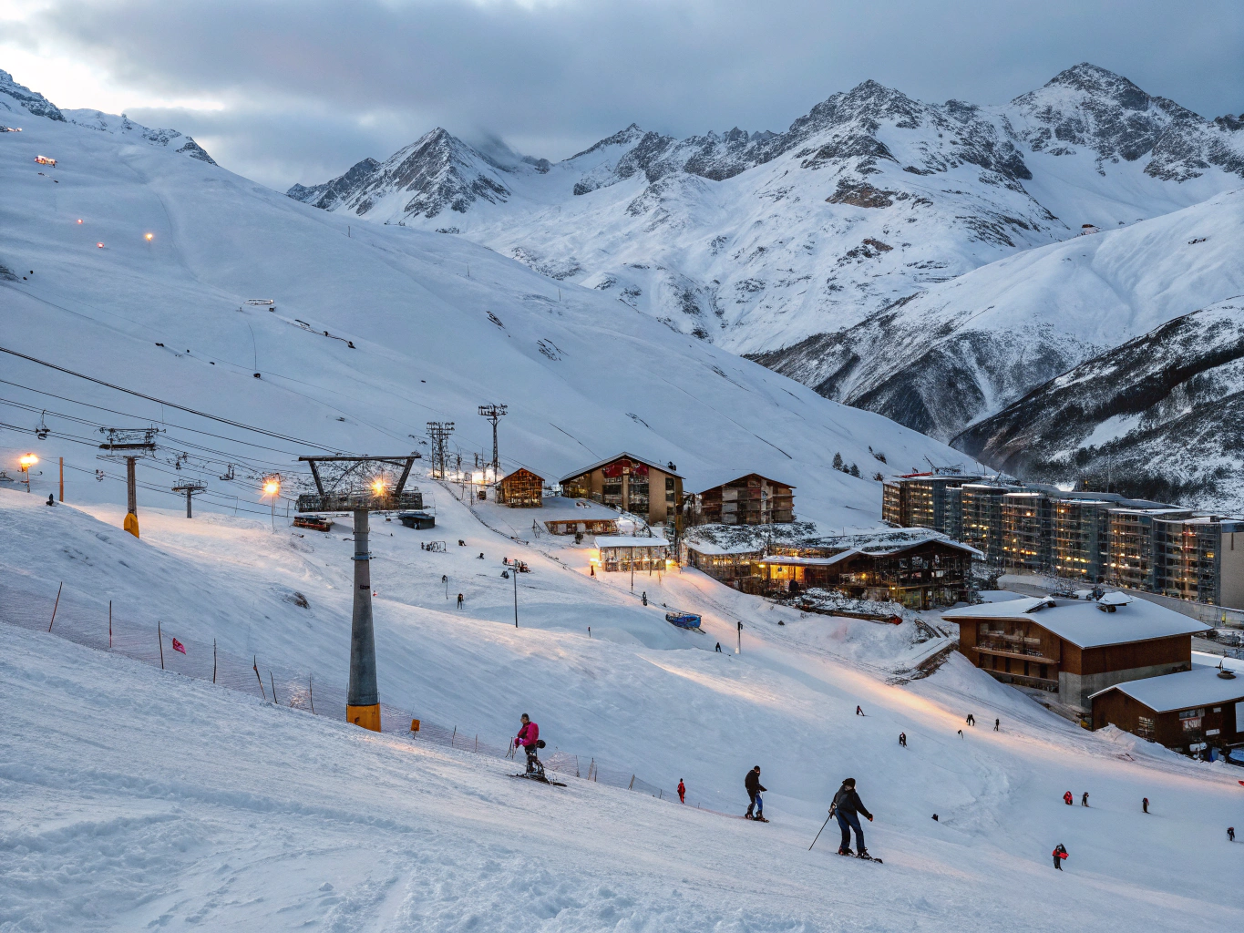 Station de ski Alpes d'Huez, des gens skient